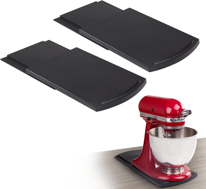 Funpynani Kitchen Appliance Sliding Tray, Compatible With Coffee Maker, Kitchen Aid Mixer, Blenders, Air Fryer, Juicer Parts Accessories Sliders for Coutertop with Rolling Wheels (2 Pack) - Image 1